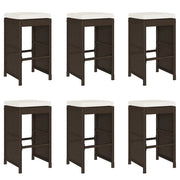Sgabelli Bar da Giardino con Cuscini 6 pz Marroni in Polyrattan CFW1601602