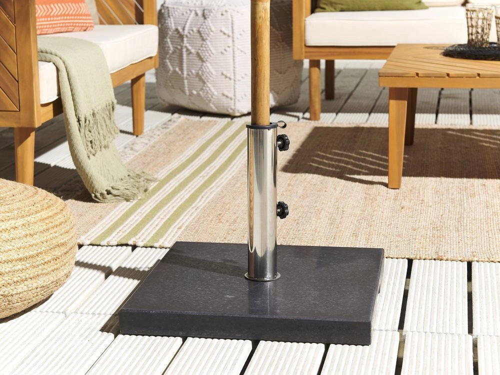 Base per ombrellone in granito color nero 45 x 45 cm terrazzo giardino esterno metallo robusto