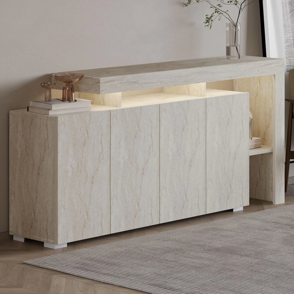 Credenza in legno "Beliz" - 170 x 35 x 80 cm - Travertino