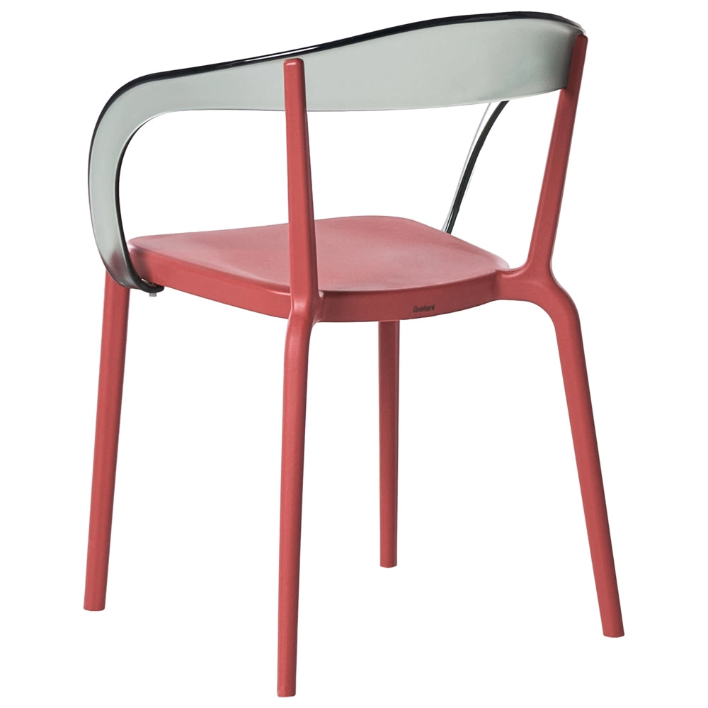 Set di 4 sedie da giardino rosso Materiale sintetico Plastica Interno Esterno Giardino con braccioli Sala da pranzo Stile moderno minimalista