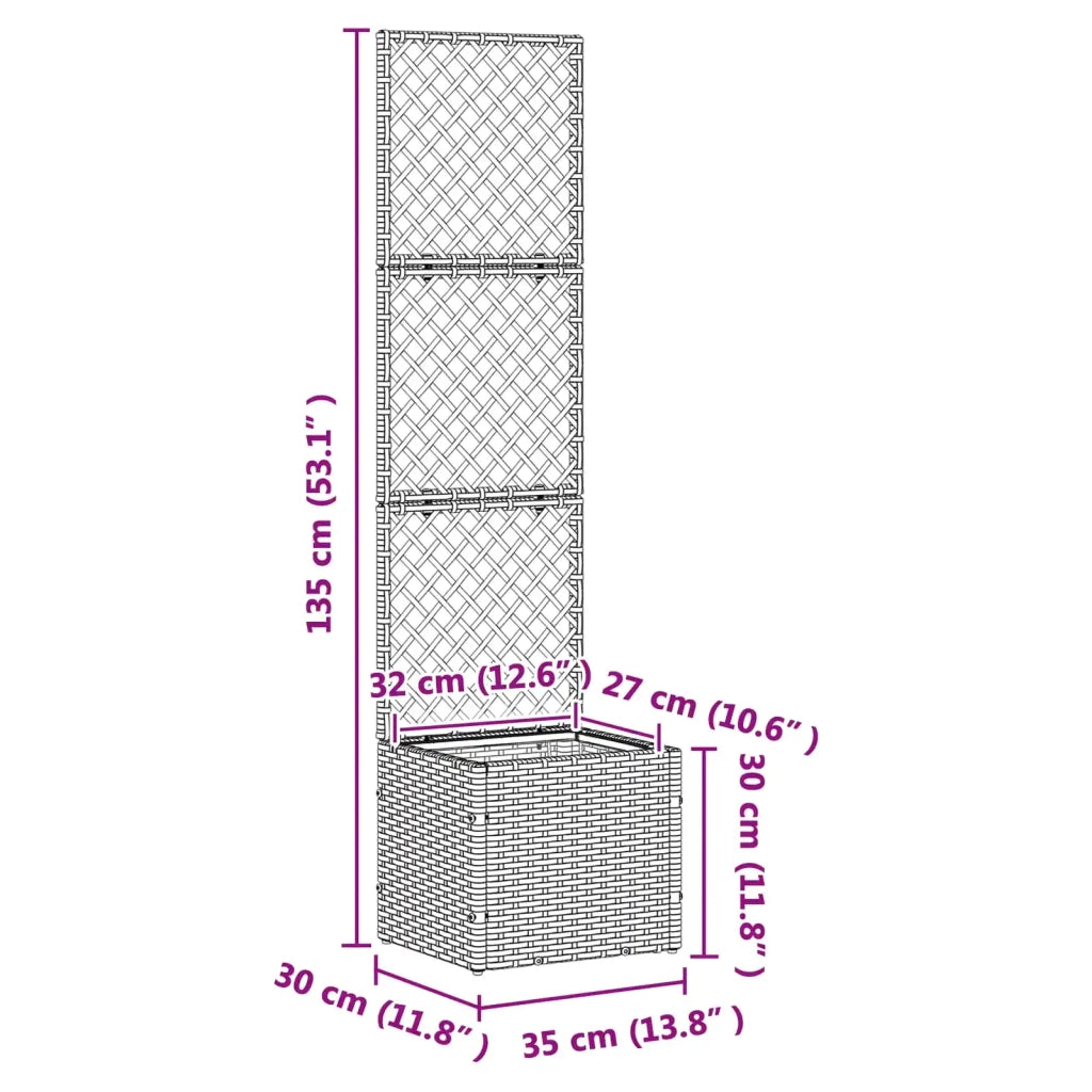 Vaso da giardino-Fioriera Esterno-Contenitore per Piante Marrone 35 x 30 x 135 cm Metallo