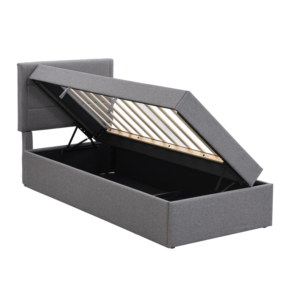Letto imbottito 90x200 cm con contenitore e rete a doghe