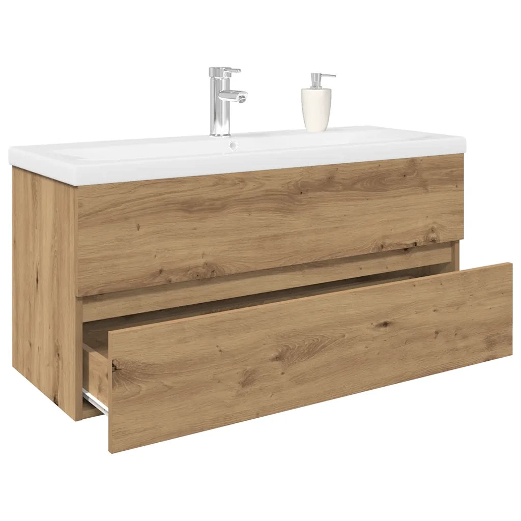 Mobile Bagno con Lavabo Integrato&Rubinetto-Lavandino-Lavabo Rovere Artigianale 260514