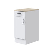 Mobile 1 anta con cassetto Orvia, Mobile contenitore misto, Base cucina con anta e cassetto, Modulo multiuso, 40x60 h90 cm, Bianco e Rovere