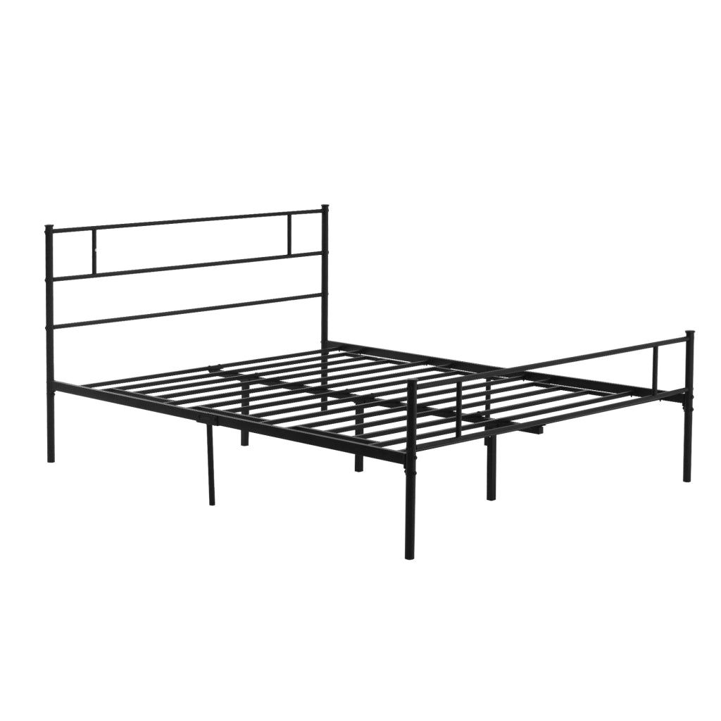 Letto Matrimoniale in Acciaio con Testiera e Pediera ¨C zephmum ¨C Nero 160x200 cm