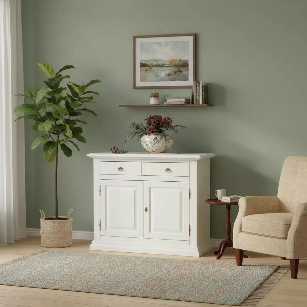 Madia credenza arte povera 2 porte massello bianco 109x47x97 - Mobili 2G
