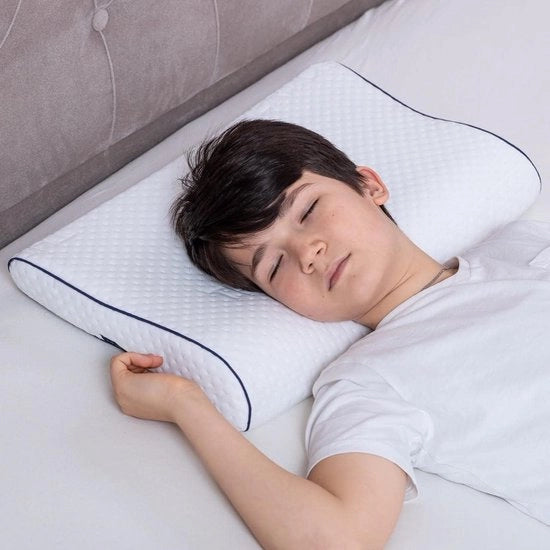 Cuscino ortopedico per bambini con schiuma di alta densità, ergonomico, viscoelastico per bambini e bambini in età prescolare, copertura termoregolante, copertura in cotone extra (2-7 anni)