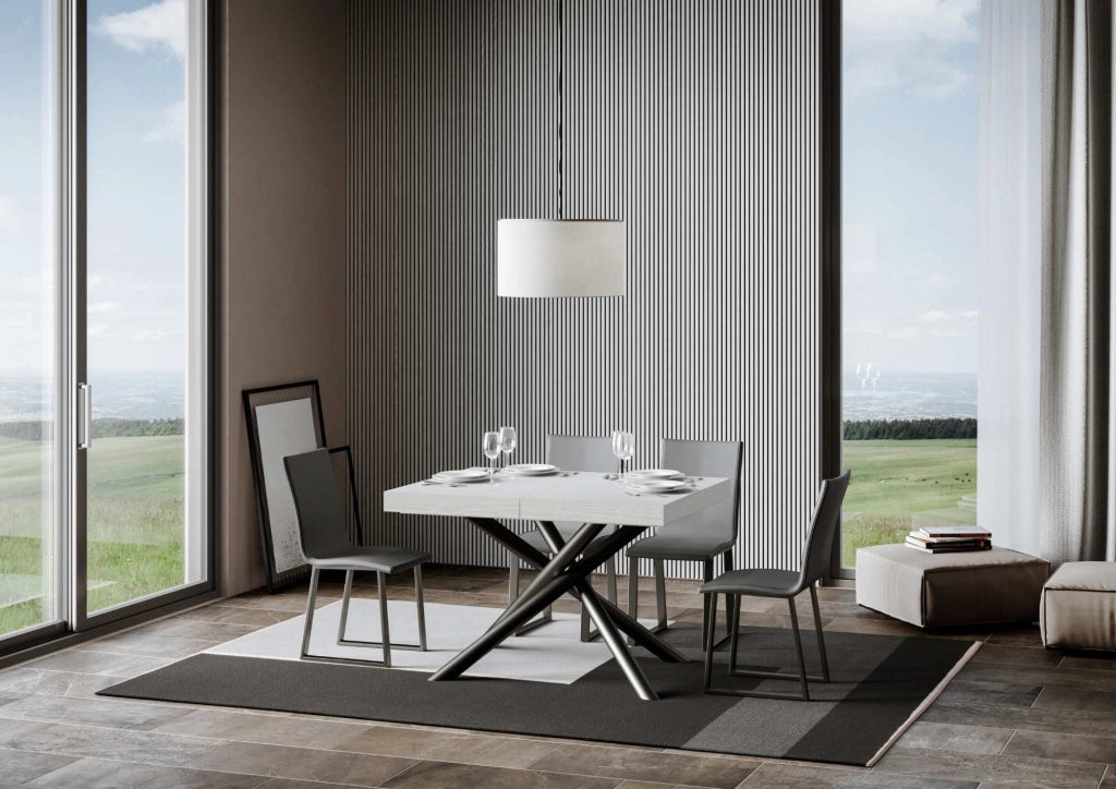 Tavolo Allungabile 140-400x90x77 cm Famas Bianco Frassino Telaio Antracite