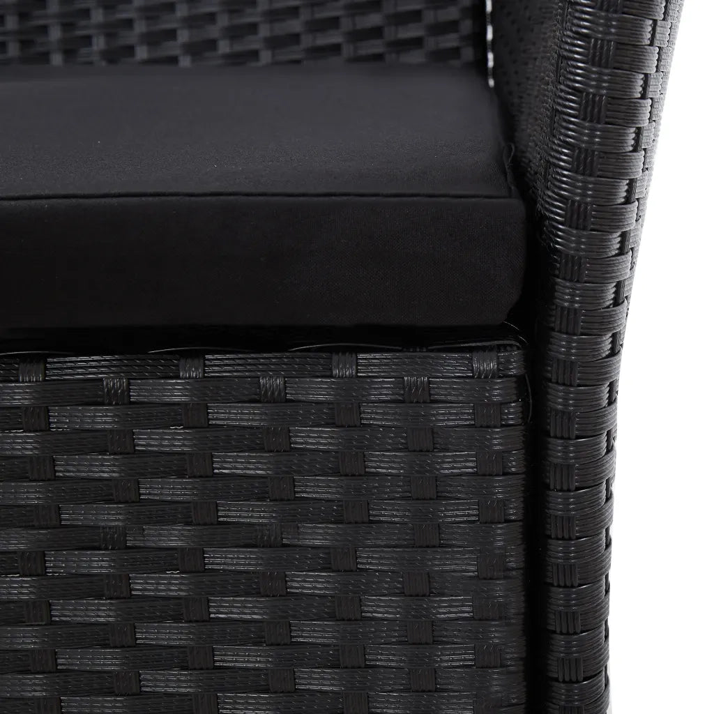 Set da Pranzo per Giardino 9 pz in Polyrattan Nero cod mxl 35122