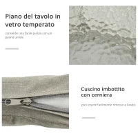 Set da Esterno con Tavolino in Vetro e 2 Sedie da Giardino in Rattan Stile Boho, Caffè