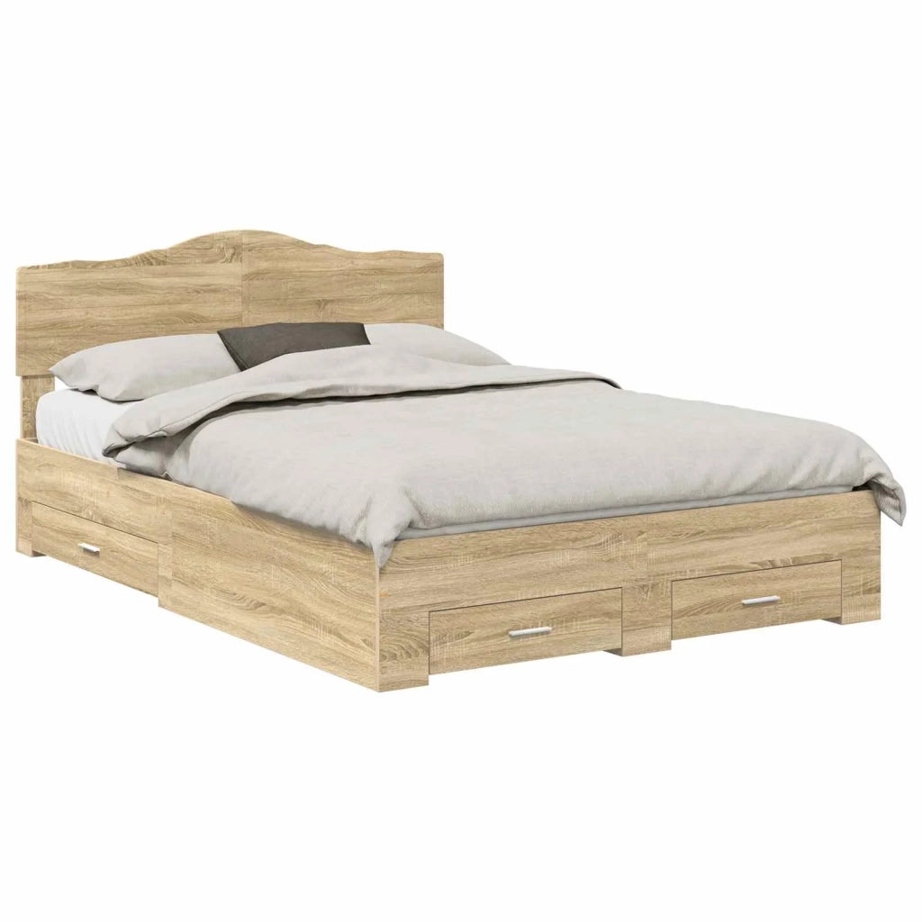 Struttura del letto con testiera Rovere Sonoma 140 x 190 cm