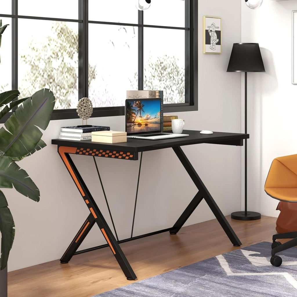 Tavolo da gioco per computer, ergonomico, PC portatile, tavolo da gioco con rivestimento in fibra di carbonio, scrivania da ufficio, tavolo da lavoro per gaming, lavoro e lavoro, nero