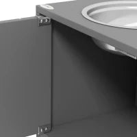 Ciotola per Cani Rialzata con 2 Ciotole in Acciaio Inossidabile e 44 L di Vano Contenitore, Porte Magnetiche, Grigio