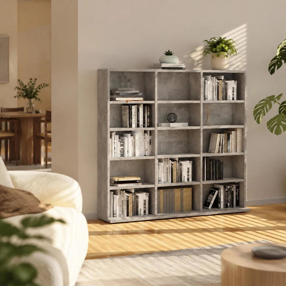 CD Rack, Concrete Grey, 100x23x89.5 Cm, Wood-based Material