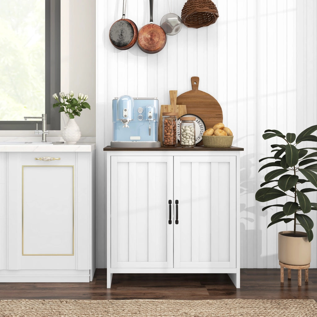 Credenza Moderna con Ante e Ripiano Regolabile ¨C Zephmum ¨C Bianco Legno 80x40x80