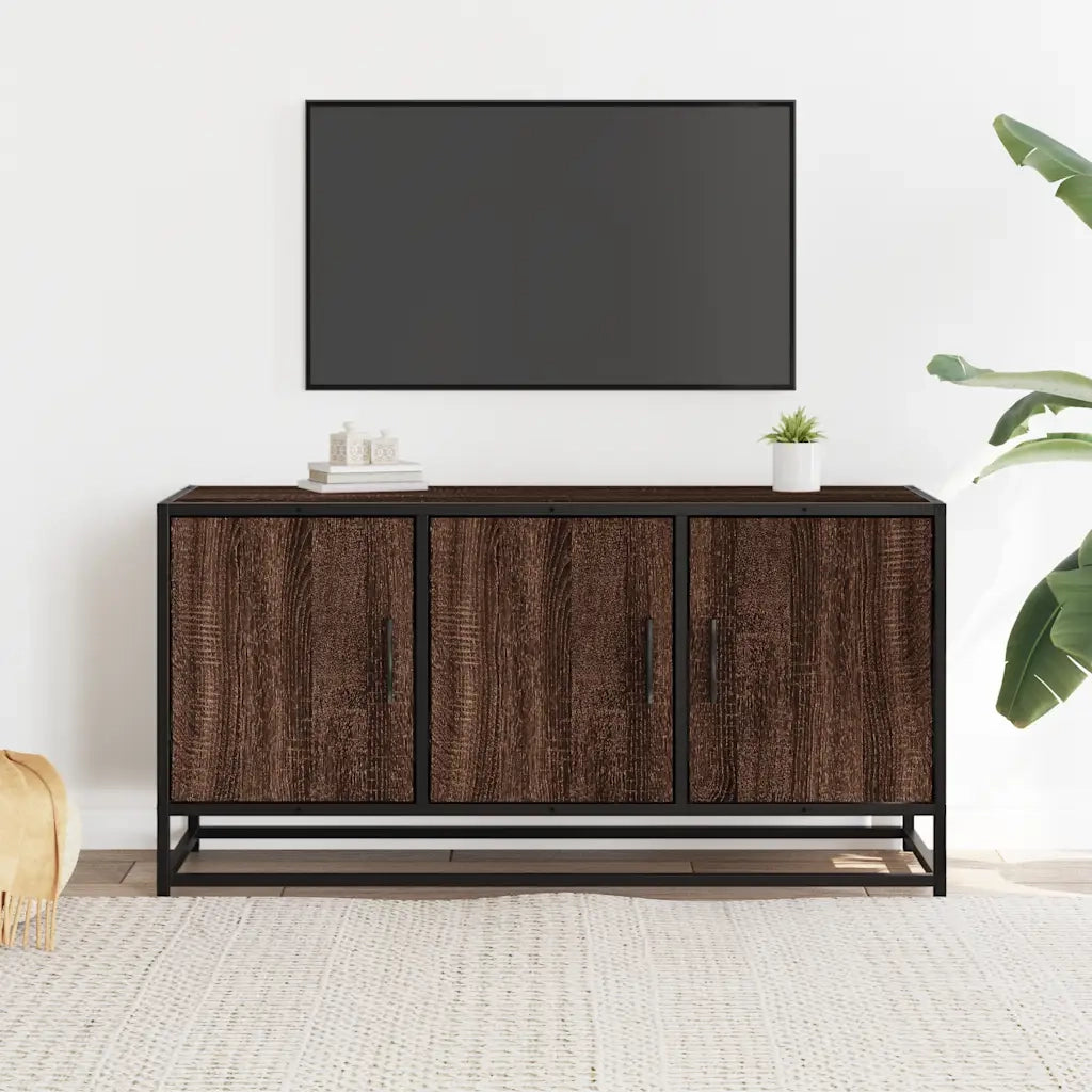 Mobile TV-Credenza per TV-Console TV Rovere Marrone 100x35x50 cm Legno Multistrato Metallo