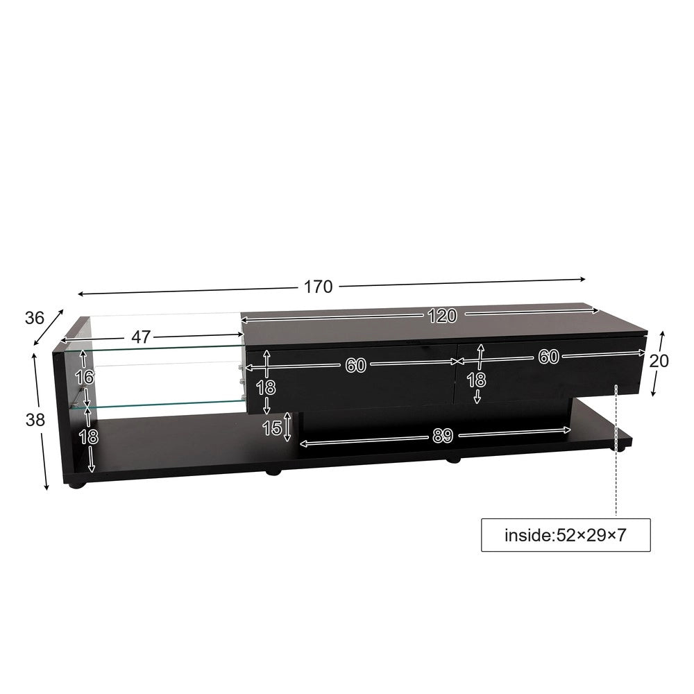 Mobile TV con LED ¨C Xylo ¨C Bianco Lucido, Vetro, Design Moderno