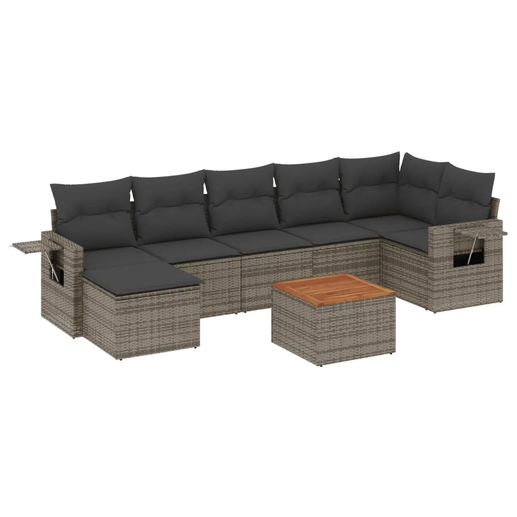 Set Divano da Giardino 8 pz con Cuscini Grigio in Polyrattancod mxl 88966
