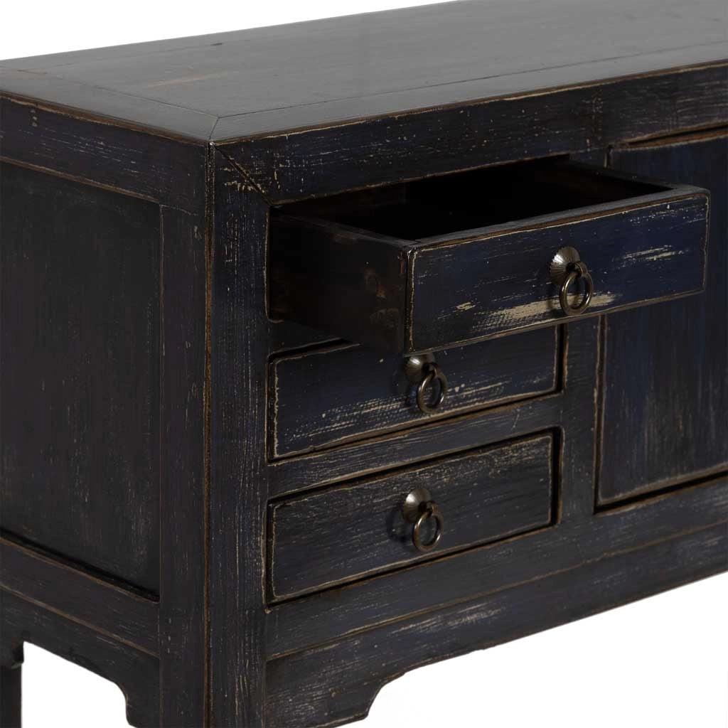 Mobile da ingresso in legno nero invecchiato 100x26x87h cm