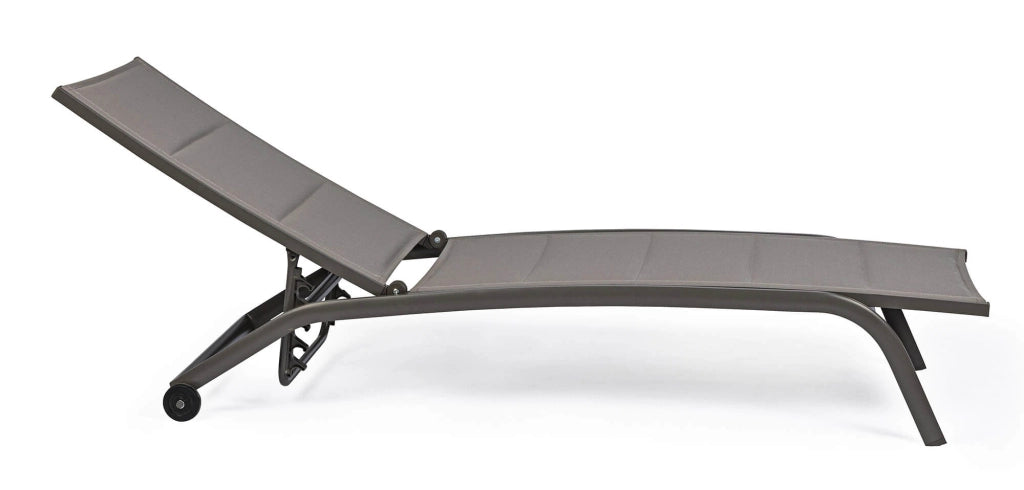Lettino Prendisole da Giardino 61x192x96 cm con Ruote in Alluminio Tortora
