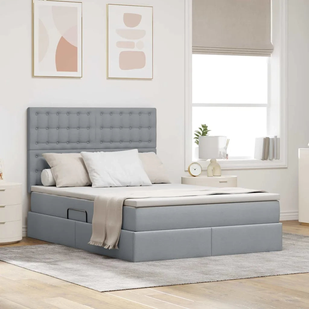 Letto con contenitore LED e materasso Grigio Chiaro