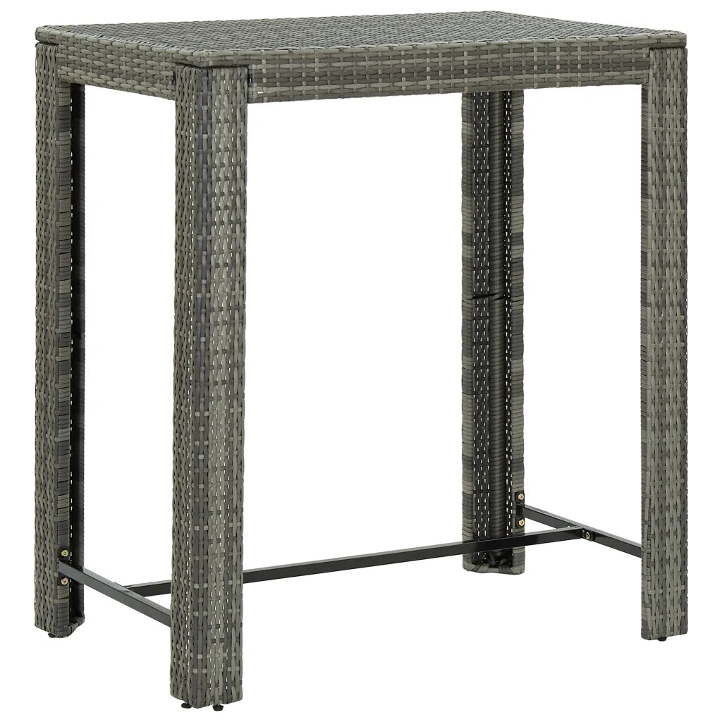 Set Bar da Giardino 5 pz | Set Salotto da Giardino con Braccioli in Polyrattan Grigio