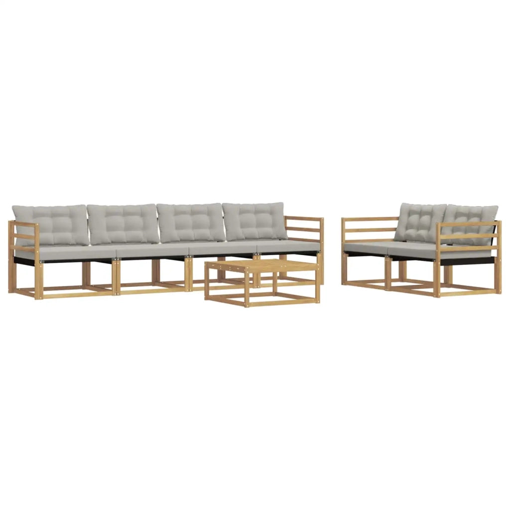 Set di divani da esterno 7 pz Bianco e Grigio Chiaro 3388433