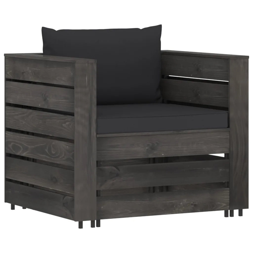 Set Divani da Giardino con Cuscini 2 pz Legno Impregnato Grigio cod mxl 42755