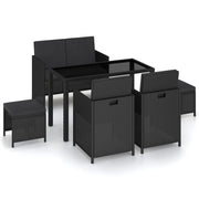 Set da pranzo da giardino a 6 pezzi con cuscini in polyrattan nero 02_0014802