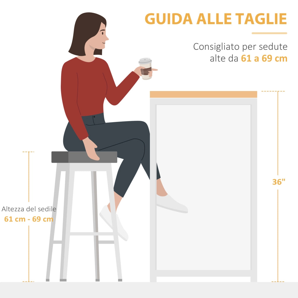 Bancone Bar Pieghevole Stile Industriale con Scaffale a 3 Ripiani, 120x76x91.4cm