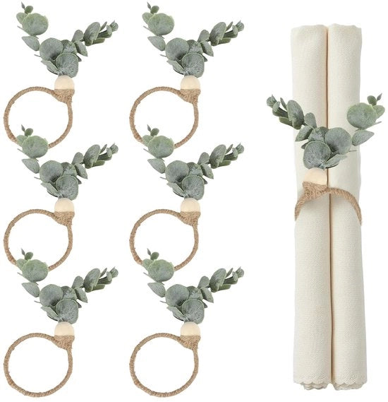 Servetringhe in legno rustico - stile boho - set da 4 - materiale naturale