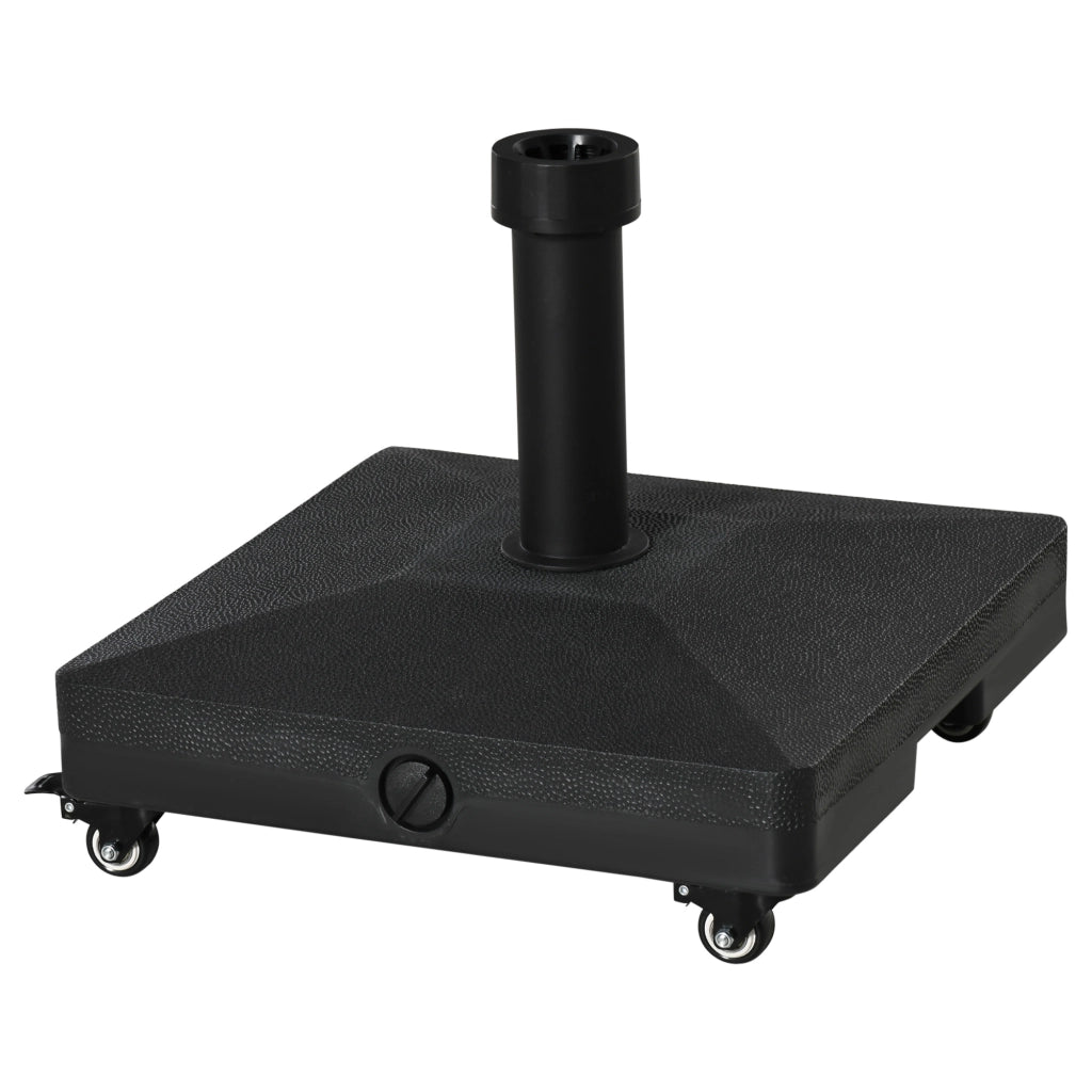 Base Parasol con Ruote 4 Ruedas Bloqueables Riempi di Sabbia o Acqua ¨C zephmum ¨C 45x45x39 cm Nero