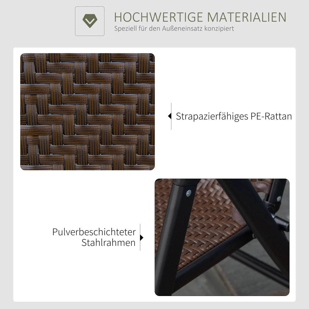 Sedia da giardino pieghevole in polyrattan con schienale regolabile ¨C zephmum ¨C marrone+nero 58x71x111cm