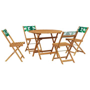 Set Pranzo da Giardino 5 pz | Set Salotto da Giardino Foglie in Tessuto e Legno Massello
