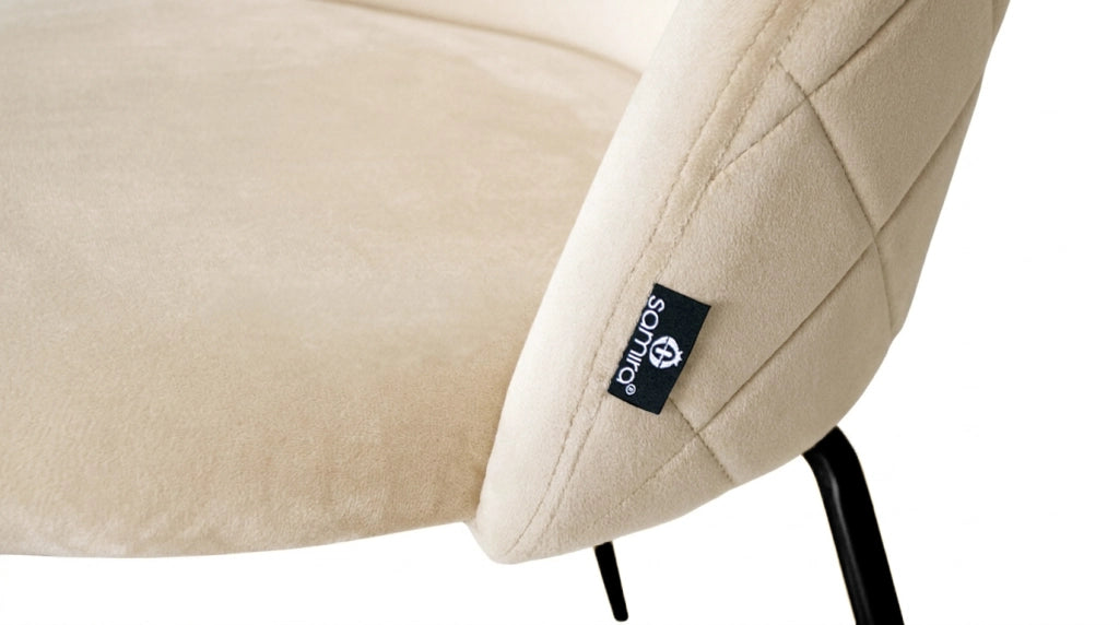 Set di 2 sedie da pranzo imbottite in velluto beige piede nero – Nicole - SD11NIPN