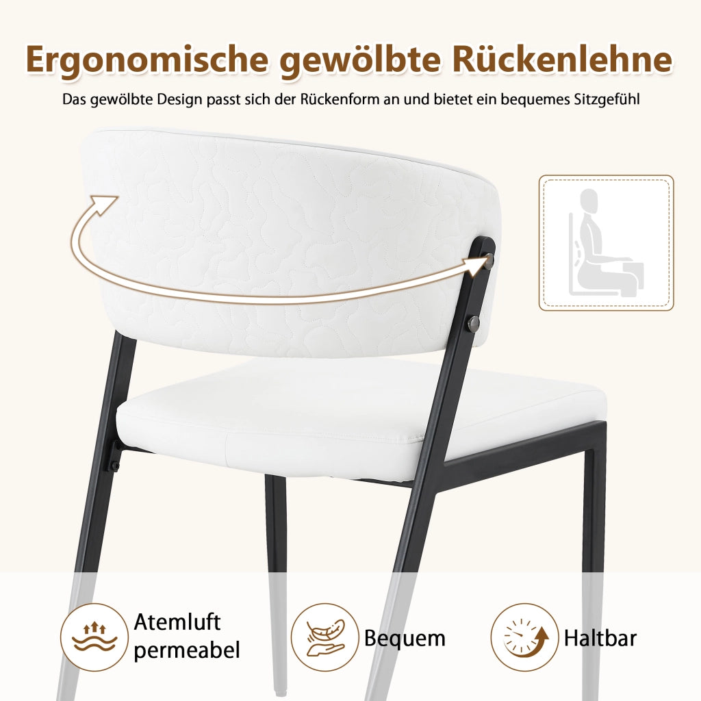 SEDIA da pranzo moderna Set da 2 in PU bianco con struttura in metallo