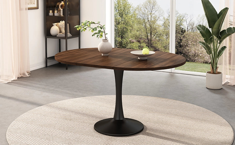 Tavolo da pranzo - ovale estraibile - 100/140x100x75 cm - stile moderno - noce - per sala da pranzo