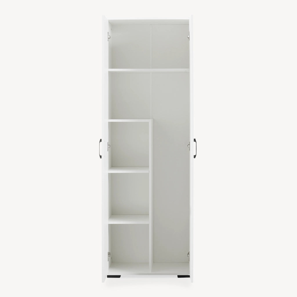 Armadio Multifunzionale Chalvefted a 2 Ante e Vano Portascope 175x60x35 cm - Bianco [en.casa]