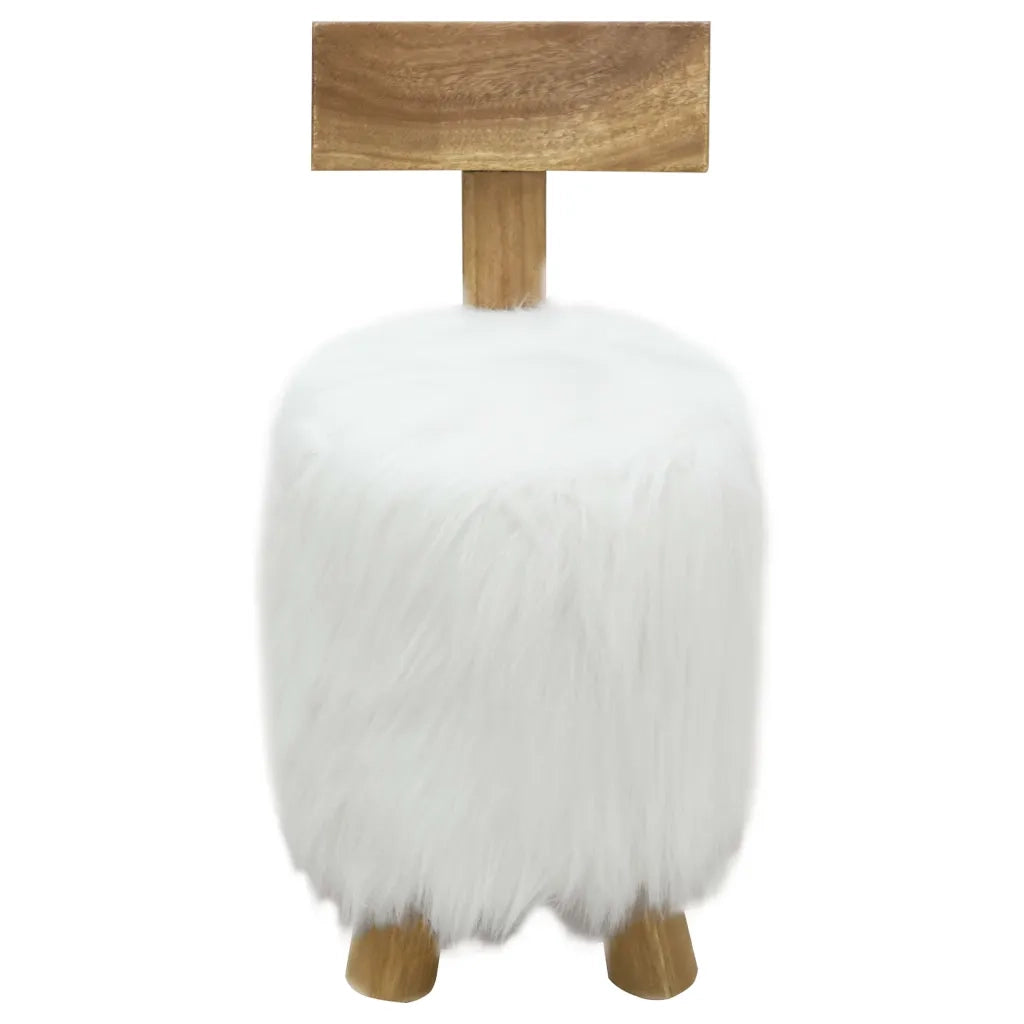 Sgabello Bianco in Legno Massello di Teak 285207
