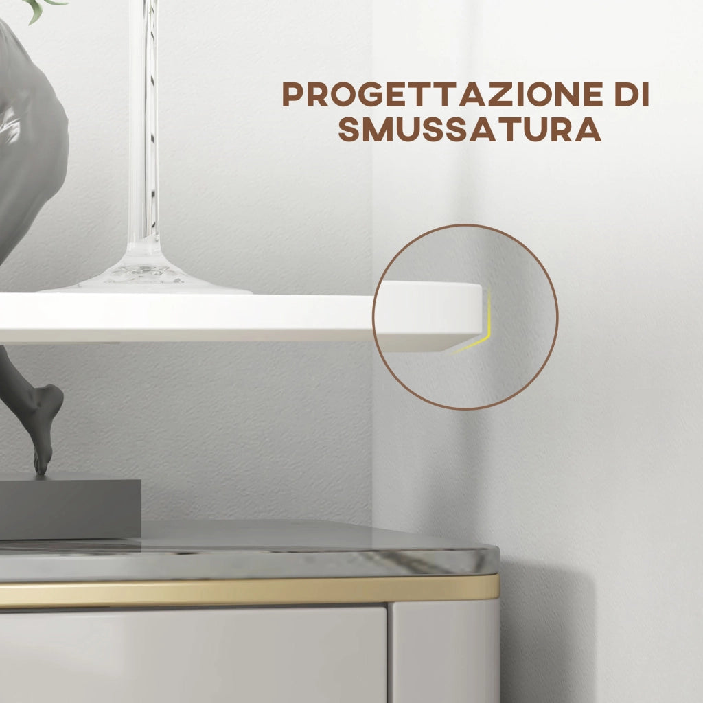 Tavolo da Cucina Alto Bar Ø60x102 cm per 2 Persone in MDF e Metallo Bianco