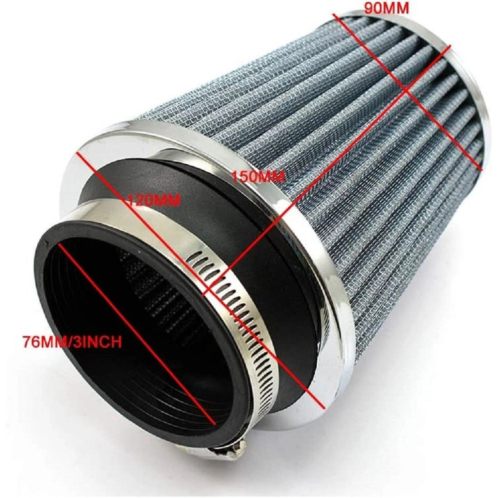 Trade Shop - Filtro Aria Fredda Universale Tondo Cono Alto Lavabile 76mm/3inch Accessori Auto -