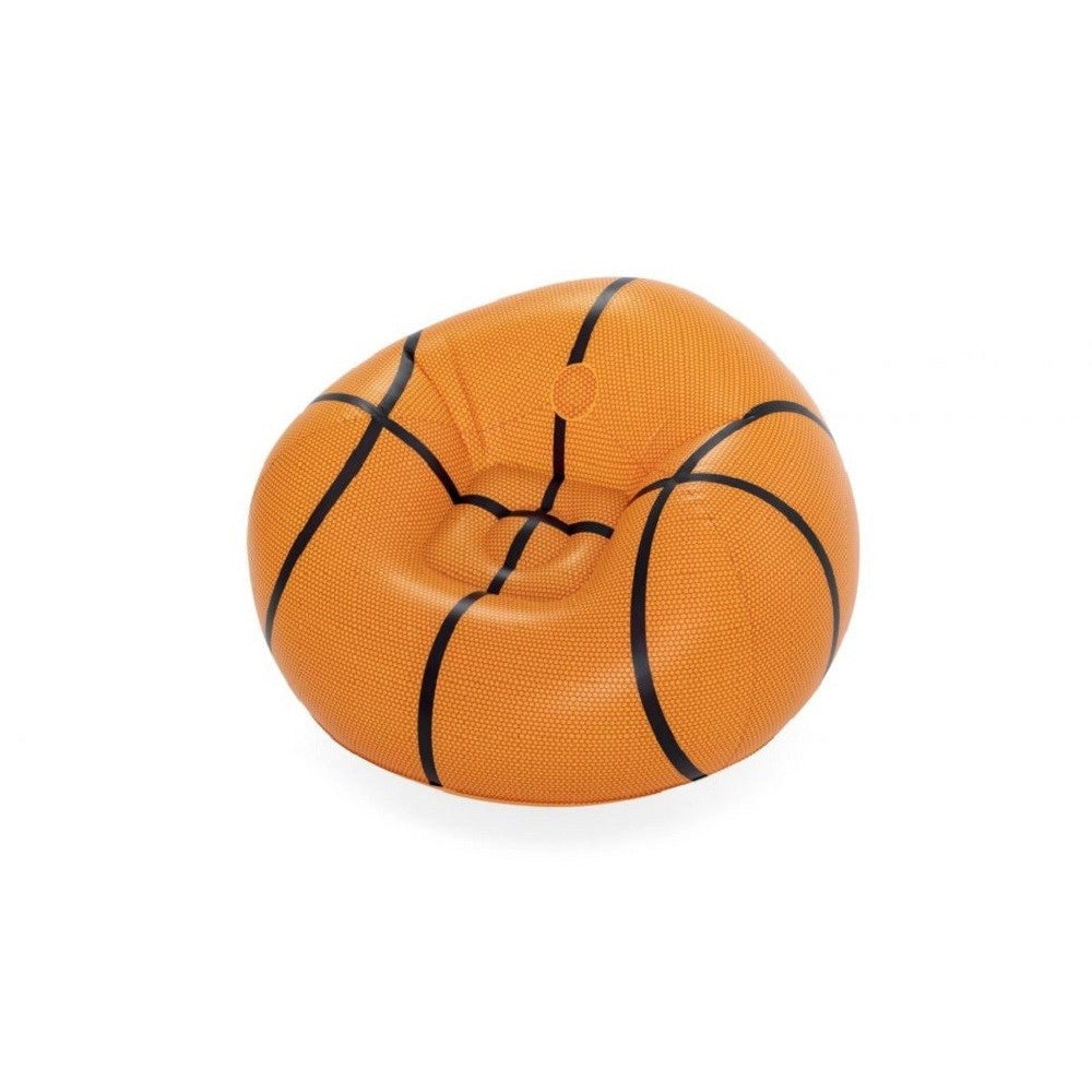 Trade Shop - Poltrona Pouf Gonfiabile Design Palla Da Basket Bambini Ragazzi 114x112x66cm 75103 -