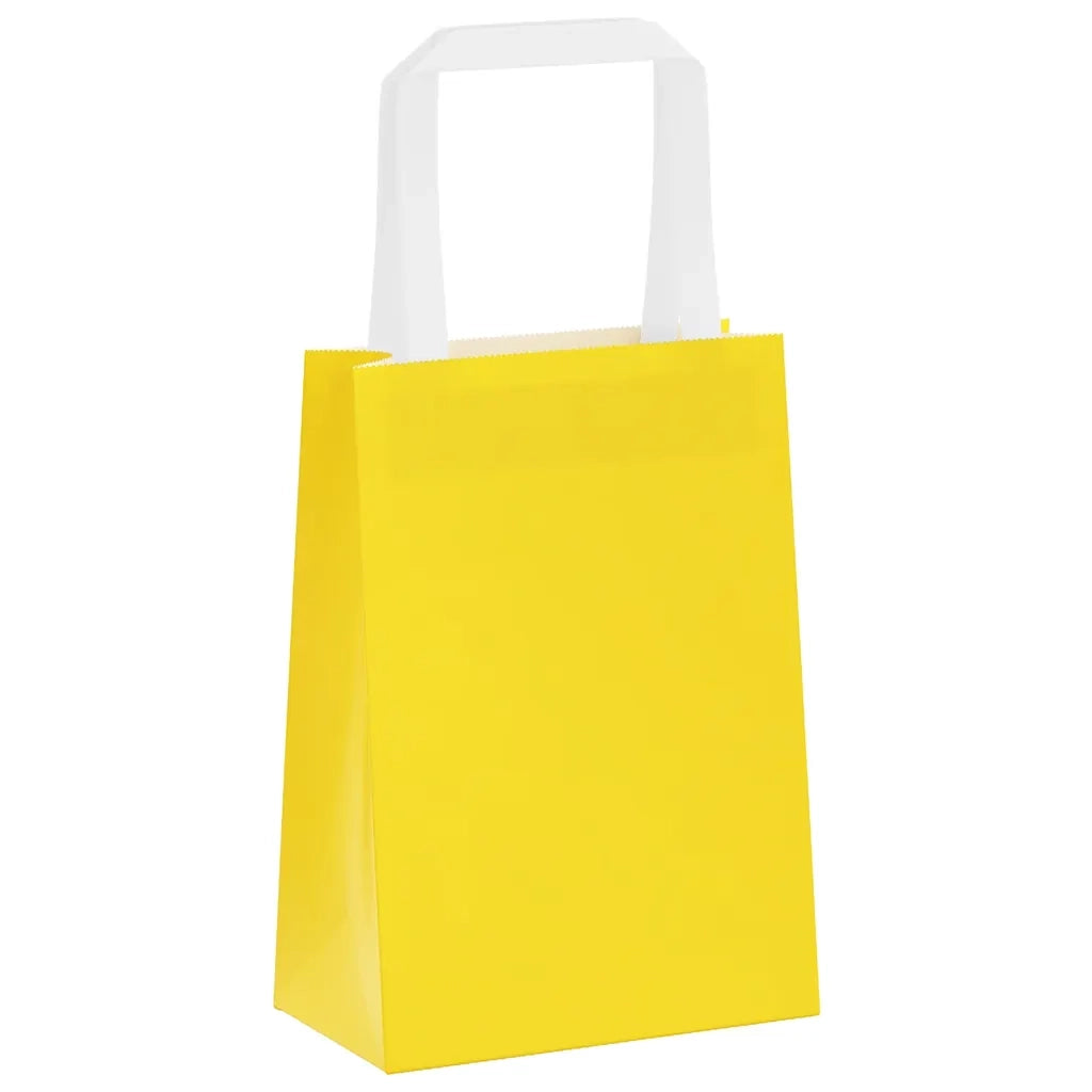 vidaXL Sacchetti di Carta 250 pz con Manici Gialli 15x8x21 cm
