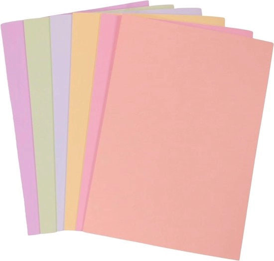 Carta Pastello A4 - 50 Fogli - 160 gsm - 6 Tinte - Carta da Stampante Fotocopiatrice - Fogli di Carta Colorata