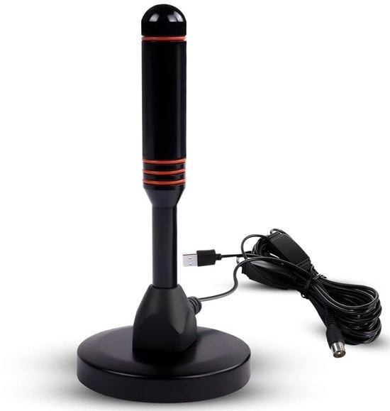 Antenna TV a alta guadagno - DVB-T2 - Amplificatore portatile del segnale - Base compatta e magnetica forte - Ricezione 360° - Supporta 4K 1080P