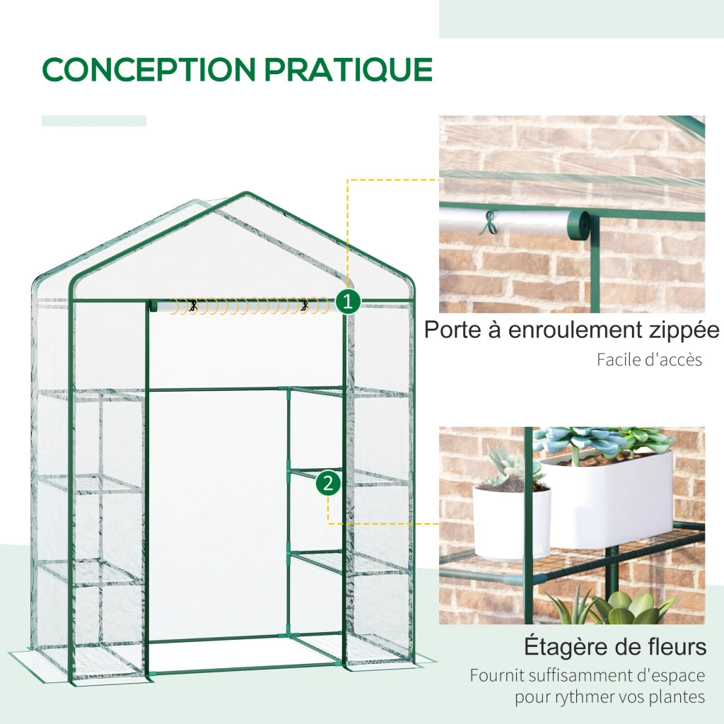 Serra da giardino 8 ripiani ¨C Xylo ¨C PVC trasparente con porta arrotolabile 143x73x195 cm