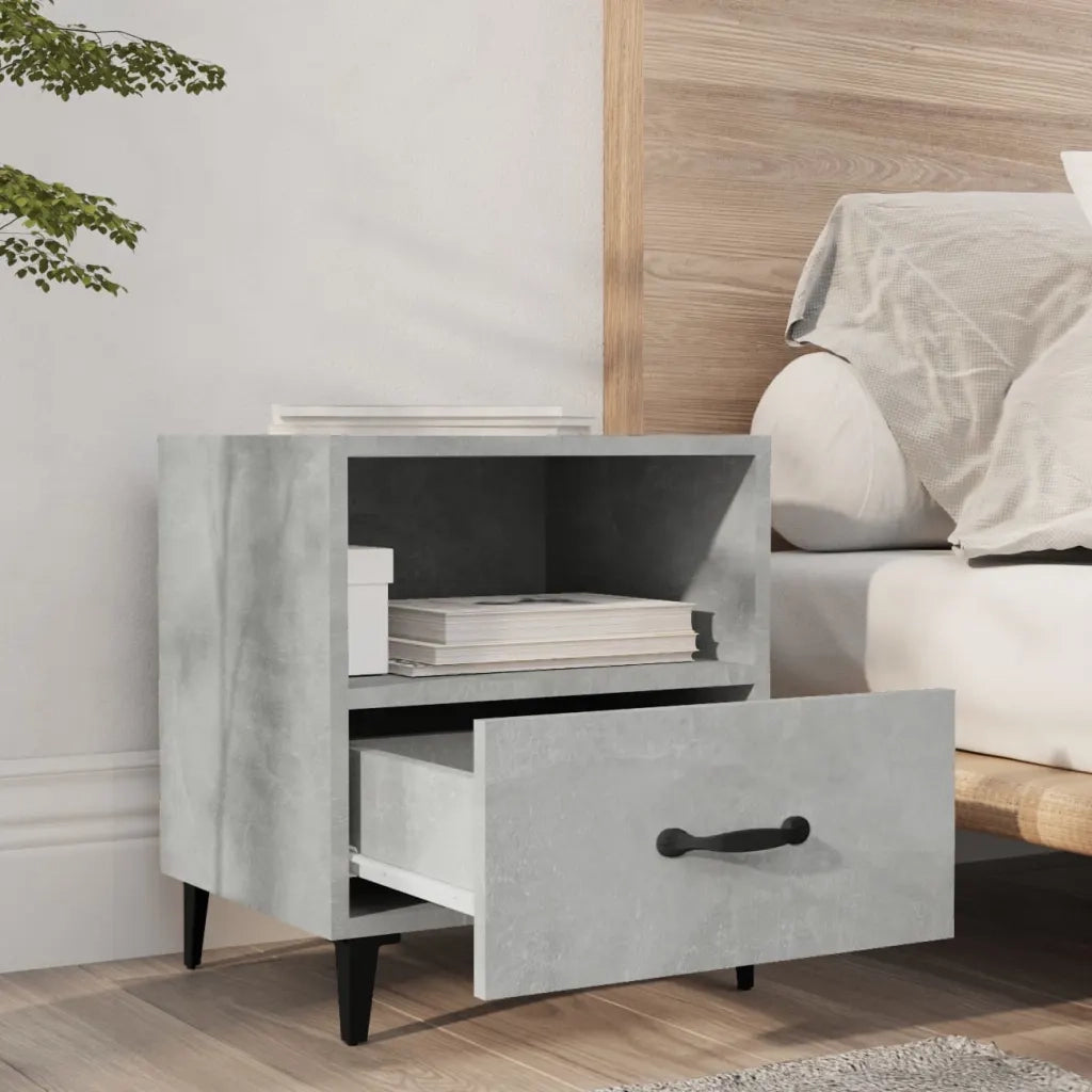 Set di 2 Comodini | Armadio da Notte | Mobiletto da notte Grigio Cemento in Legno Multistrato
