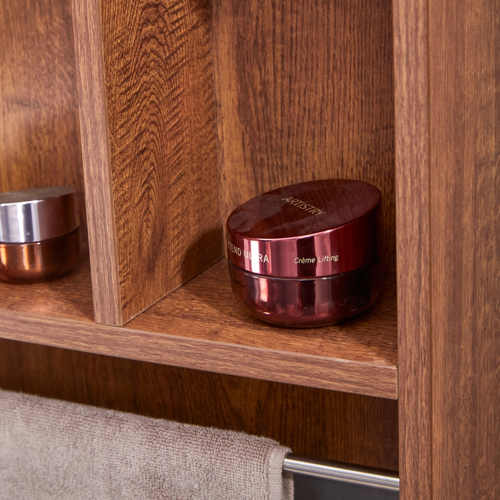 ARMADIO BAGNO Con specchio e ripiani aperti Noce MDF