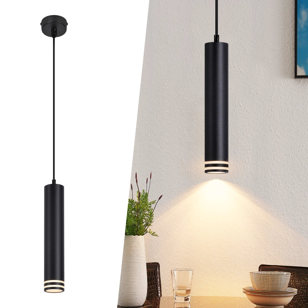 Lampada a sospensione ZMH GU10 Cilindro 1 luce Nero moderno per cucina Camera da letto Soggiorno