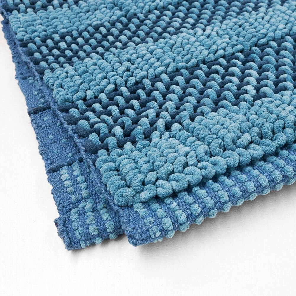 Tappeto Camera Scendiletto Bagno 50x80 Cm Cotone Intrecciato Morbido Assorbente Azzurro